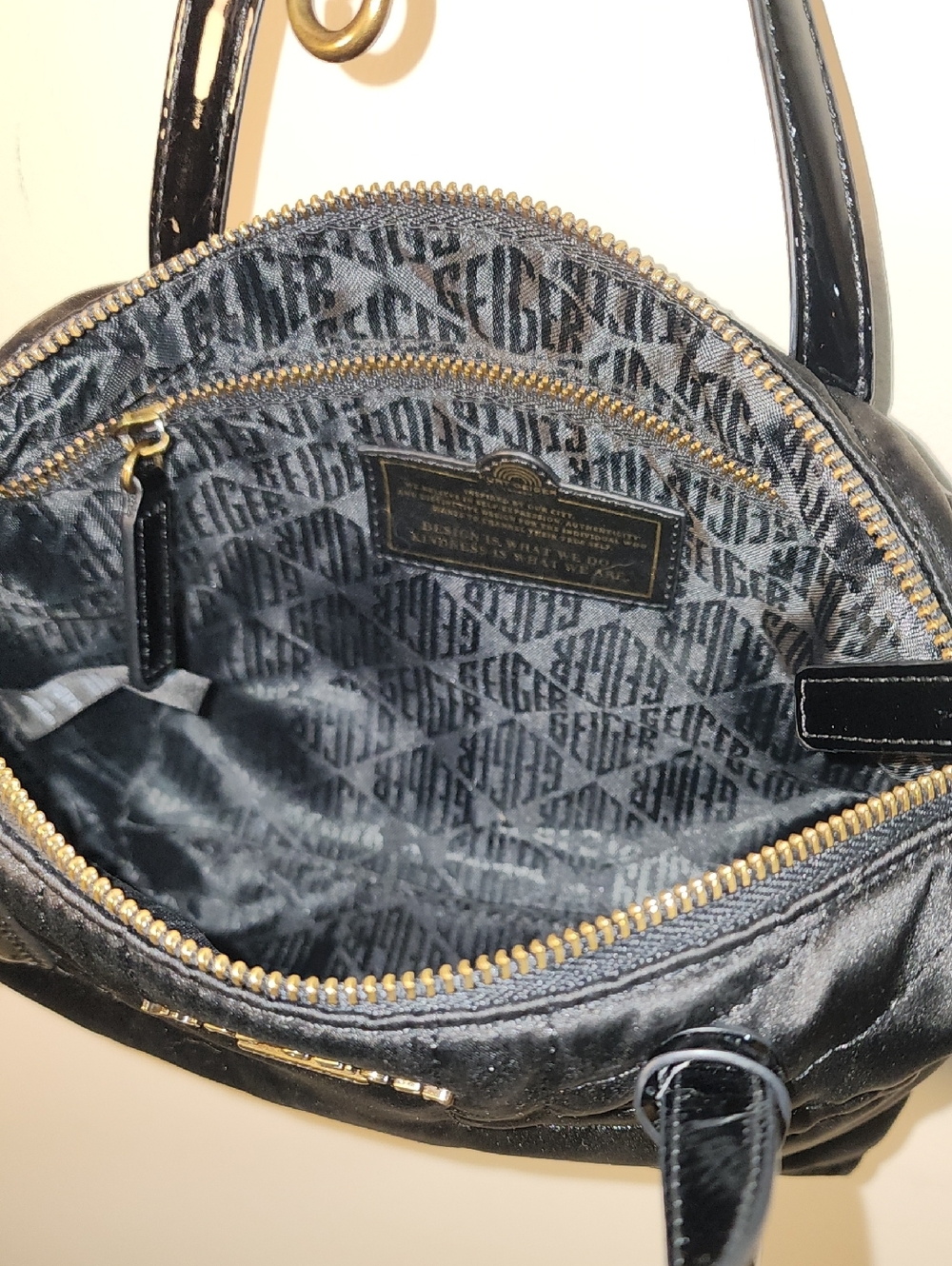 Kurt Geiger London Satin Nylon XS UJ Shopper Patent Leather Crossbody Purse - Picture 10 of 14